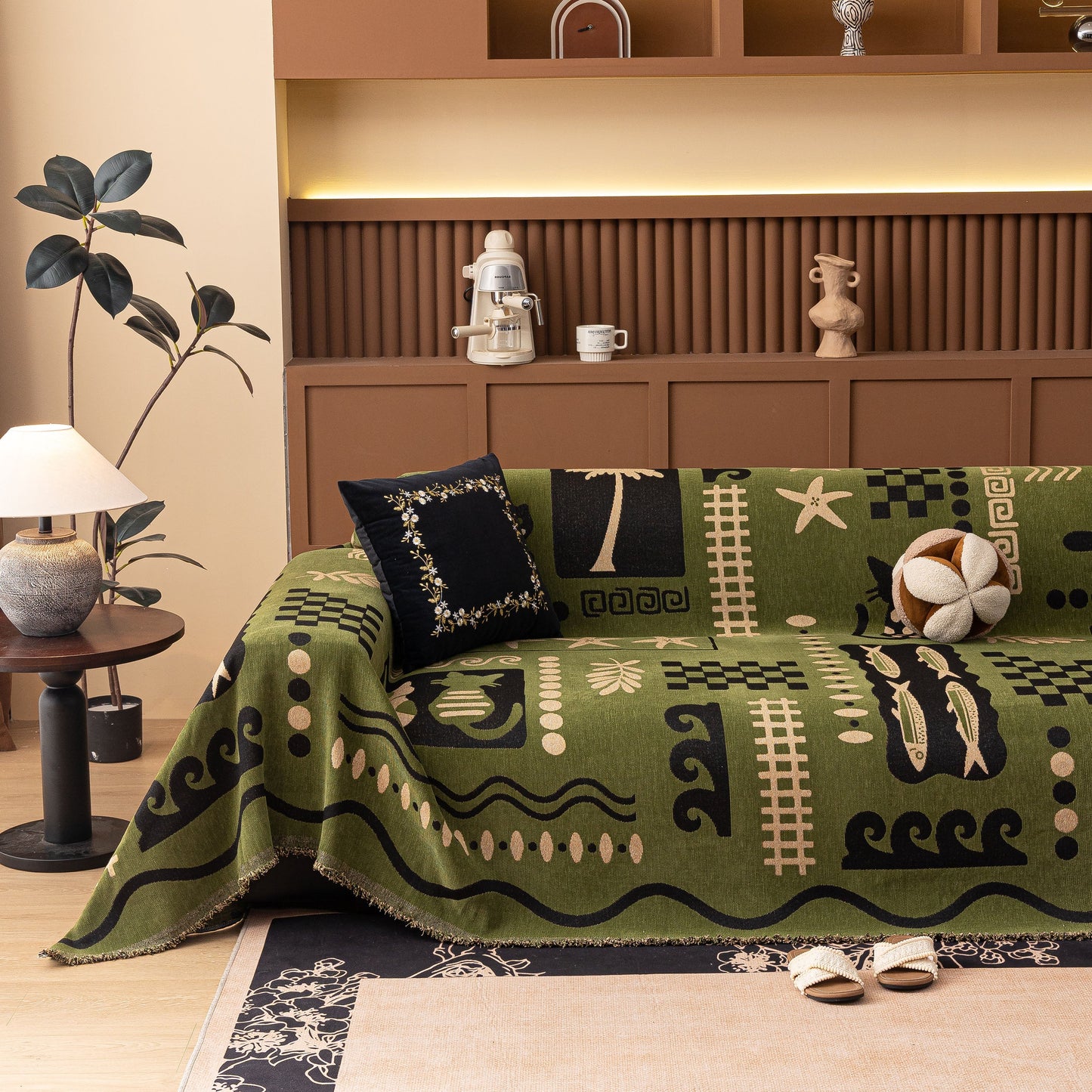 Boho Chic Woven Throw Blanket for Couch, Washable Couch Cover for Pets, Dogs, Cats