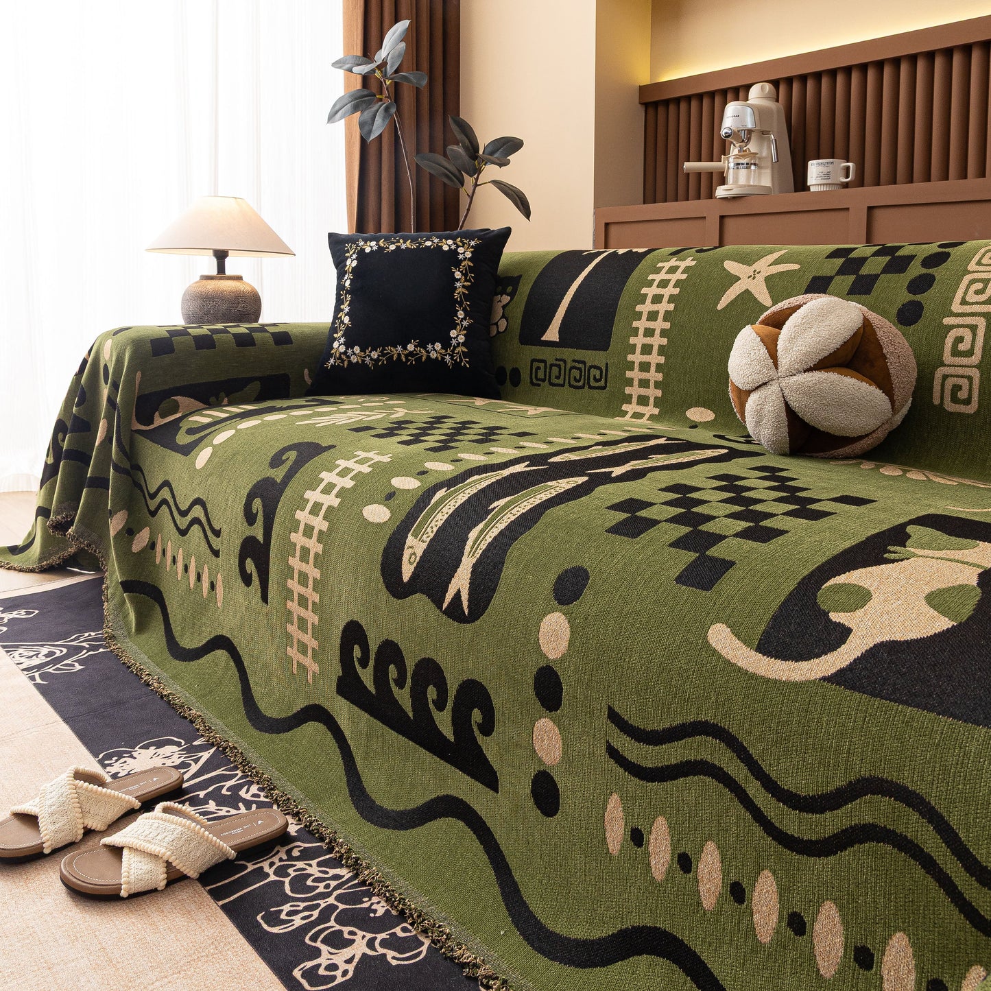 Boho Chic Woven Throw Blanket for Couch, Washable Couch Cover for Pets, Dogs, Cats