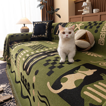 Boho Chic Woven Throw Blanket for Couch, Washable Couch Cover for Pets, Dogs, Cats