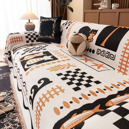 Boho Chic Woven Throw Blanket for Couch, Washable Couch Cover for Pets, Dogs, Cats