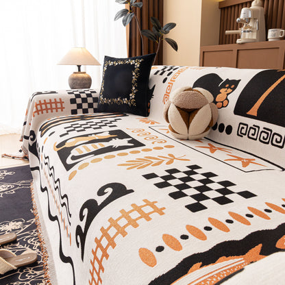 Boho Chic Woven Throw Blanket for Couch, Washable Couch Cover for Pets, Dogs, Cats