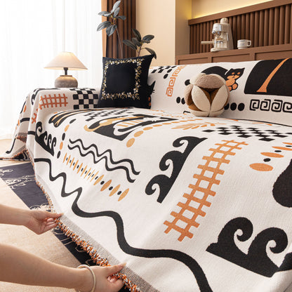 Boho Chic Woven Throw Blanket for Couch, Washable Couch Cover for Pets, Dogs, Cats