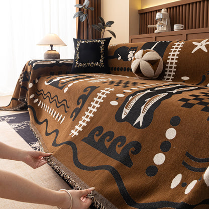 Boho Chic Woven Throw Blanket for Couch, Washable Couch Cover for Pets, Dogs, Cats