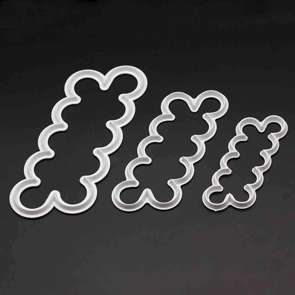 3Pcs 3D Rose Flower Cutter Fondant Sugar Kuchen