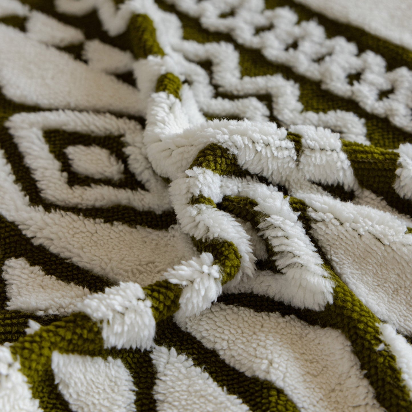 Bohemian Tufted Sofa Cover, Plush Sherpa Throw Blanket with 3D Woven Aztec Stripes