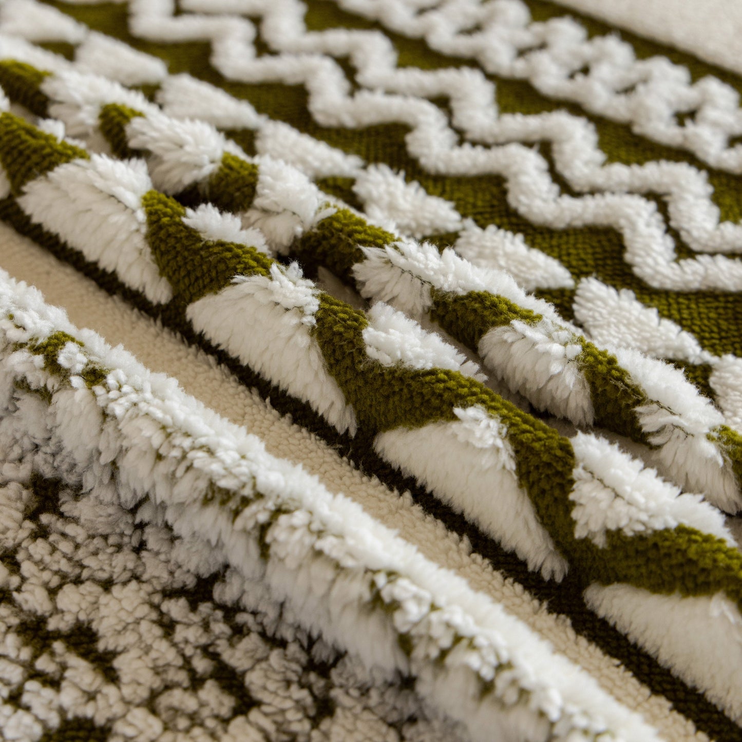 Bohemian Tufted Sofa Cover, Plush Sherpa Throw Blanket with 3D Woven Aztec Stripes