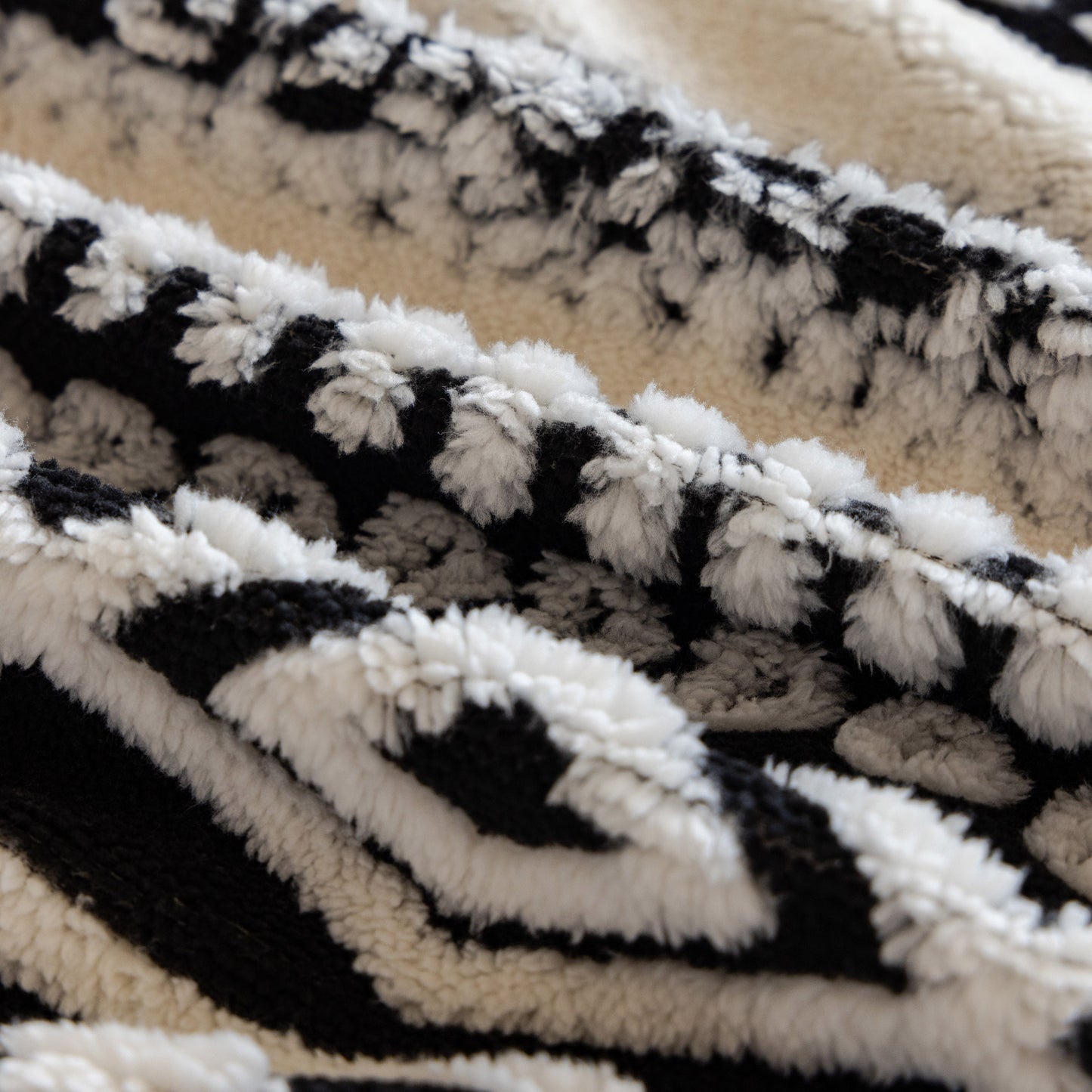 Bohemian Tufted Sofa Cover, Plush Sherpa Throw Blanket with 3D Woven Aztec Stripes