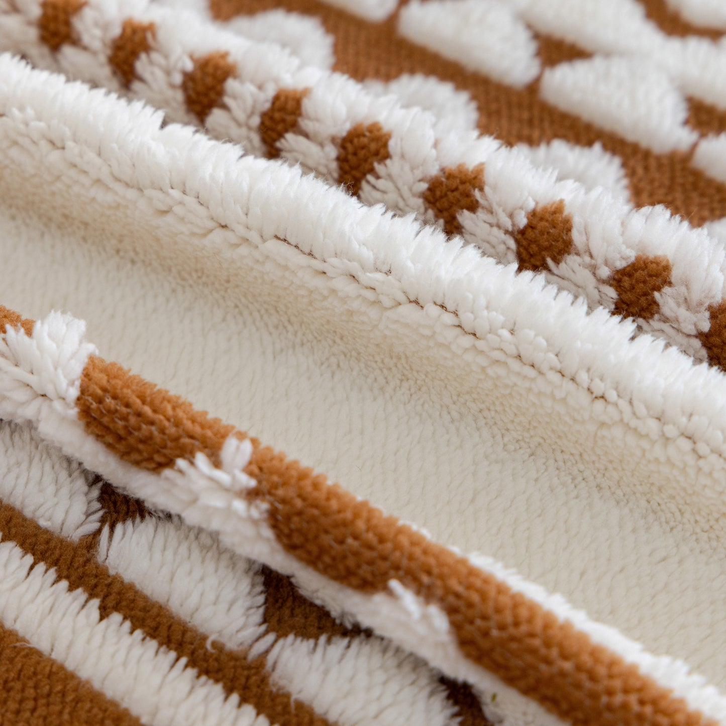 Bohemian Tufted Sofa Cover, Plush Sherpa Throw Blanket with 3D Woven Aztec Stripes