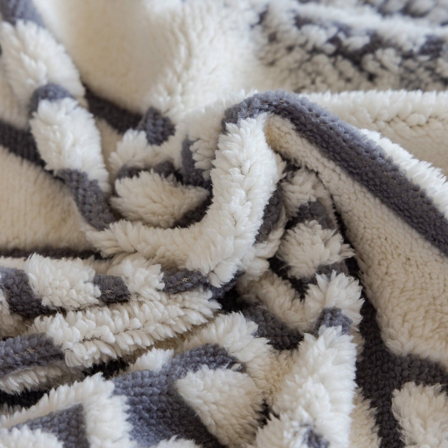 Bohemian Tufted Sofa Cover, Plush Sherpa Throw Blanket with 3D Woven Aztec Stripes