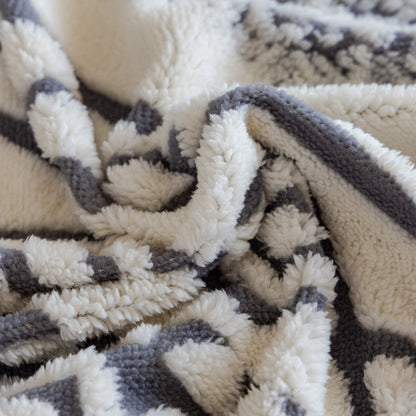 Bohemian Tufted Sofa Cover, Plush Sherpa Throw Blanket with 3D Woven Aztec Stripes