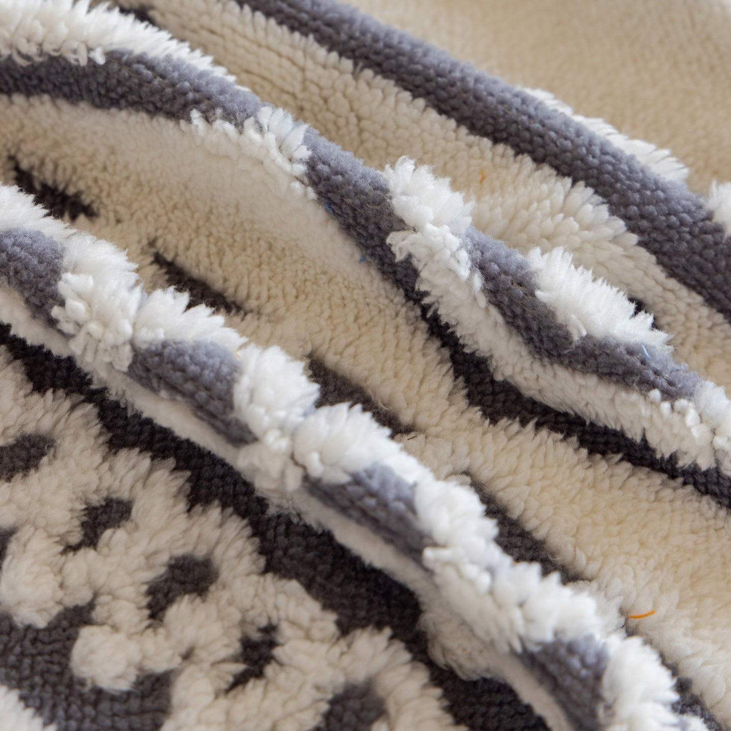 Bohemian Tufted Sofa Cover, Plush Sherpa Throw Blanket with 3D Woven Aztec Stripes