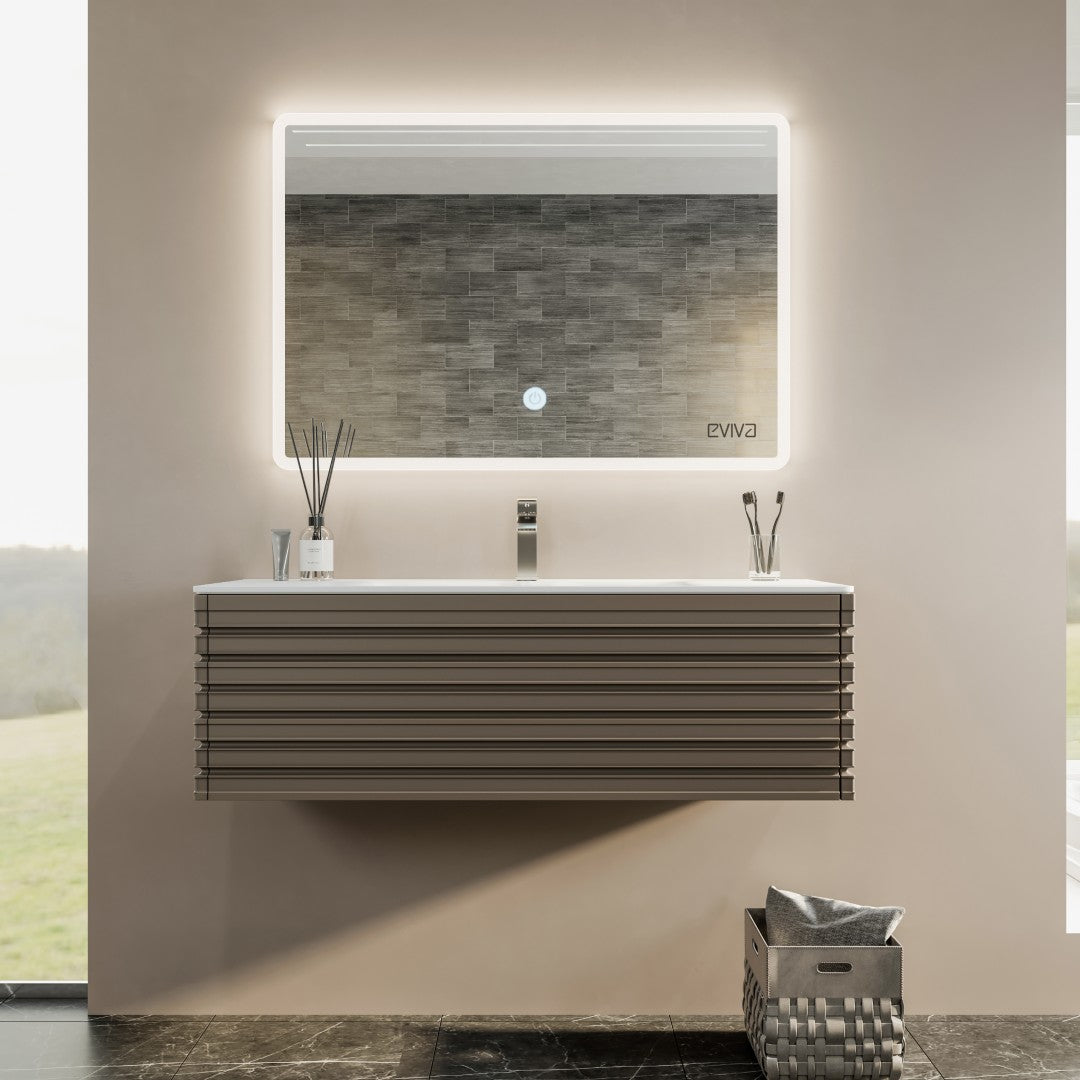Eviva Dream Wall Mount Bath Vanity with Solid Surface Top and Integrated Sink