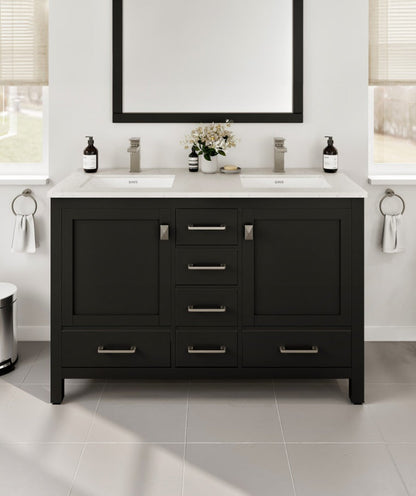 Eviva London Bath Vanity with Carrara Quartz Top and Undermount Porcelain Sink (20"-60")