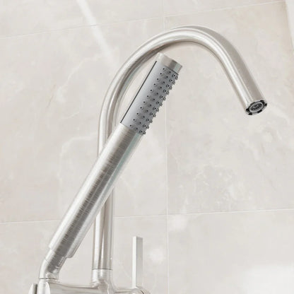 Eviva Modem Single-Handle Freestanding Tub Faucet with Hand Shower – Brushed Nickel