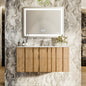 Eviva Lumber Wall Mount Bath Vanity with Solid Surface Top and Integrated Sink