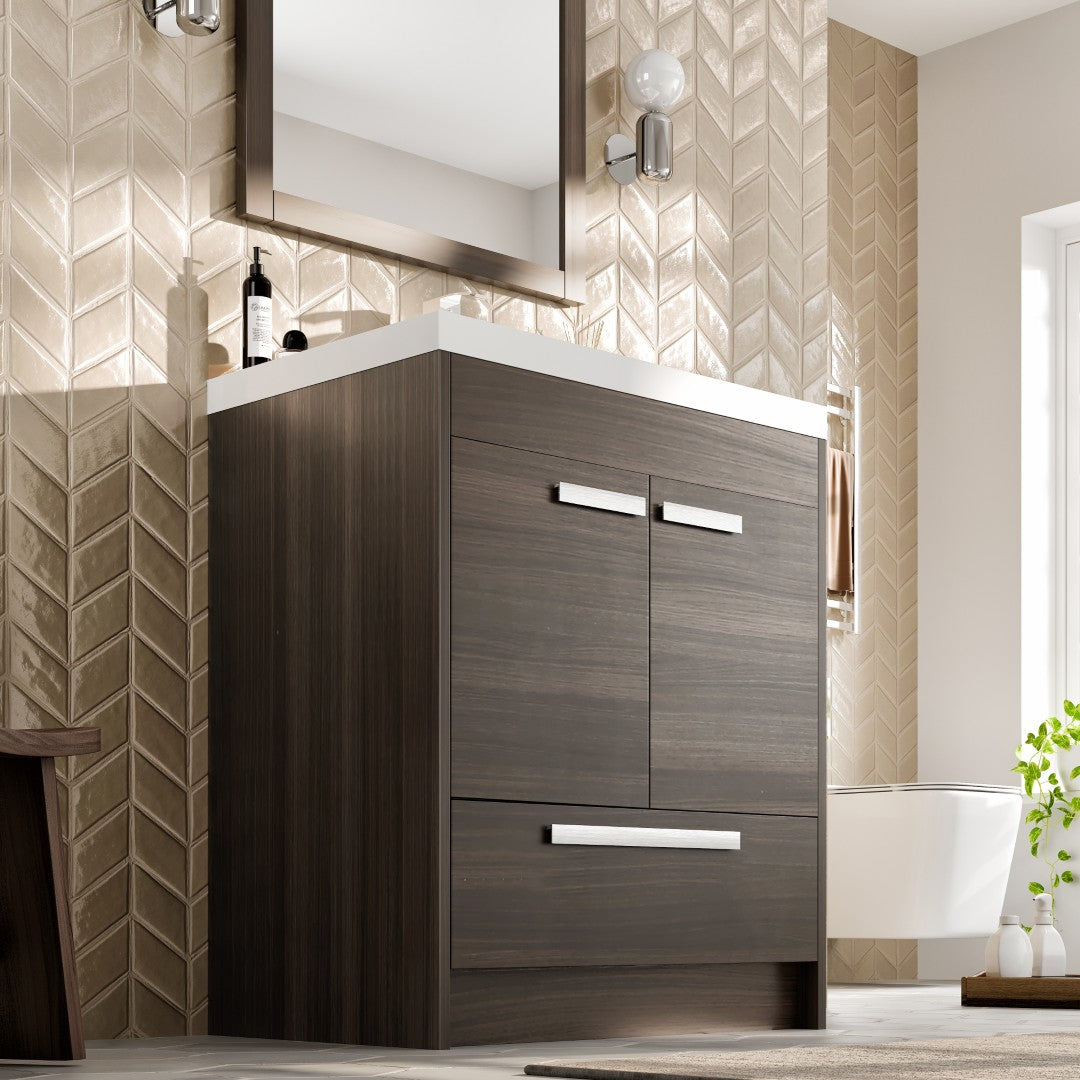 Eviva Lugano Bath Vanity with Acrylic Top and Integrated Sink (24"-84")