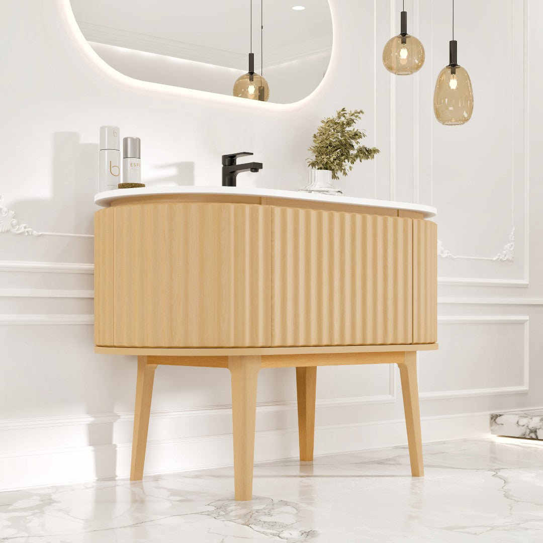 Eviva Haven Wall Mount Bath Vanity with Solid Surface Top and Integrated Sink (39"-71")
