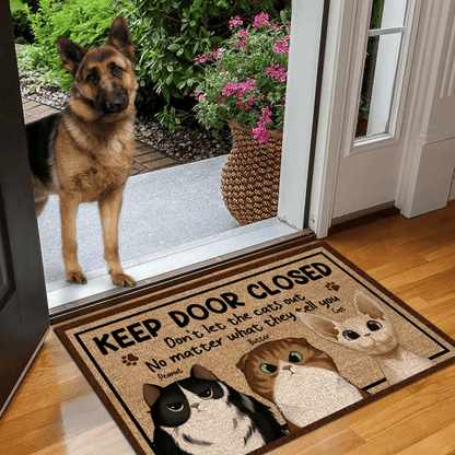 Personalized Doormat - Keep Door Closed No Matter What the Cats Tell You - Custom Gift for Cat Lovers, Owner, Cat Dat, Cat Mom, Friends | Housewarming