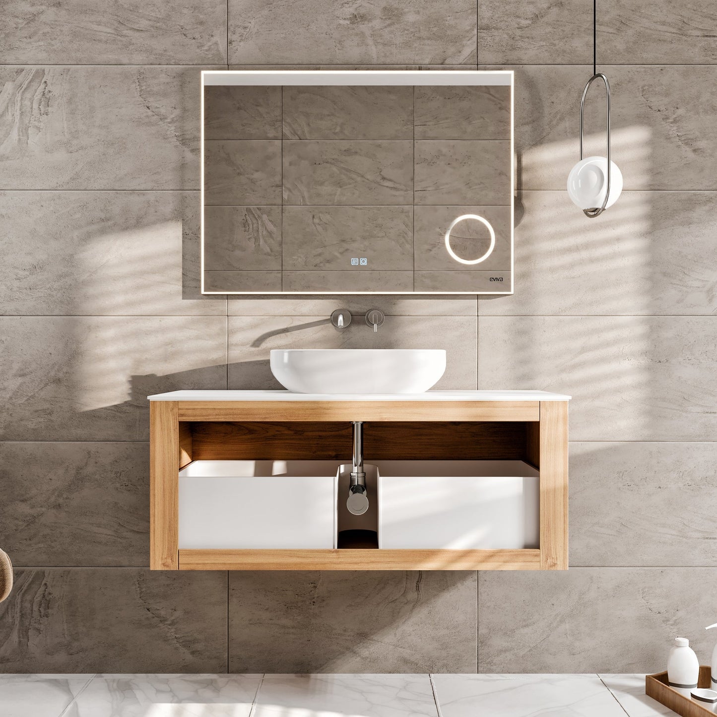 Eviva Leah Wall Mount Bath Vanity with Solid Surface Top and Integrated Sink (32"-39")