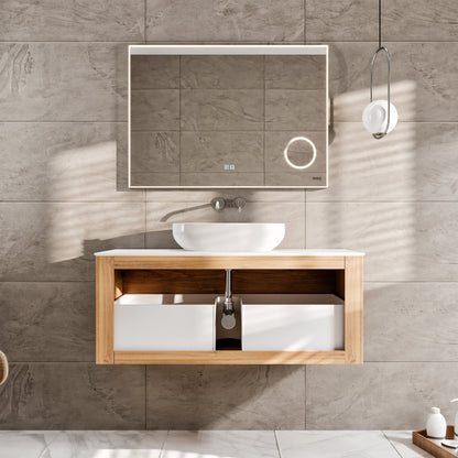 Eviva Leah Wall Mount Bath Vanity with Solid Surface Top and Integrated Sink (32"-39")