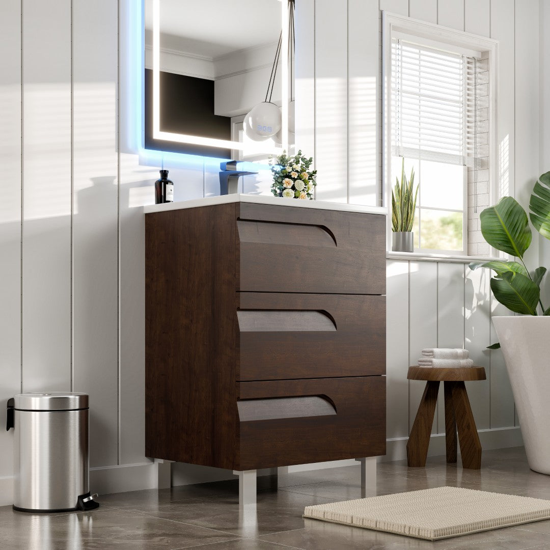 Eviva Joy Bath Vanity with Porcelain Top and Integrated Sink (24"-40")