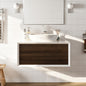 Eviva Santa Monica Wall Mount Bath Vanity with Acrylic Top and Vessel Solid Surface Sink (30"-36")