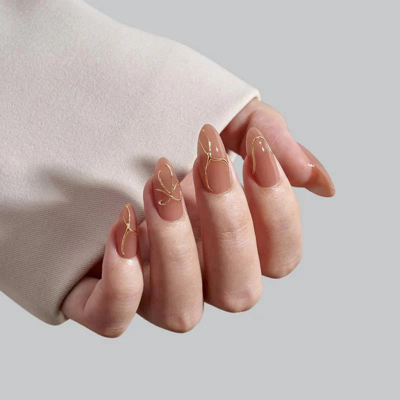 Radiant Gold Almond Nails - Press On Nails