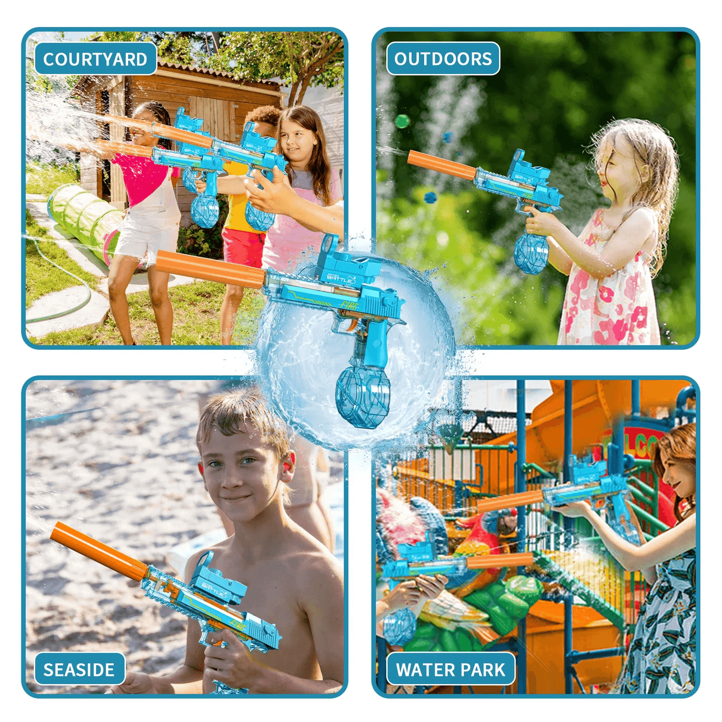 Desert Eagle Electric Water Gun with Silencer and Light High Speed, Long Range Squirt Gun for Kids & Adults