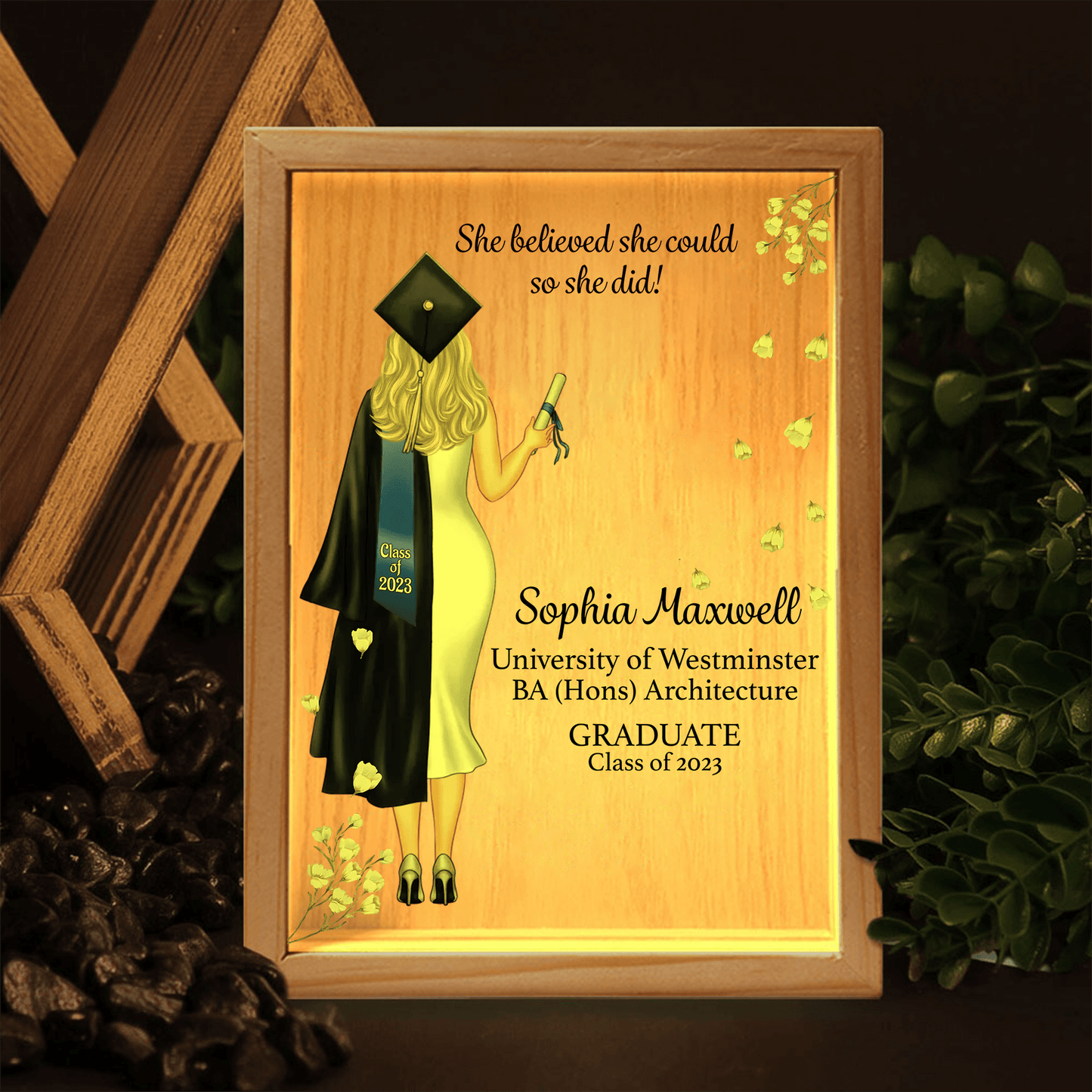 Custom Graduation Gift - Frame Light Box - Personalized Present For Her, Him, Grad | Ceremony, Commencement, Convocation, College & University