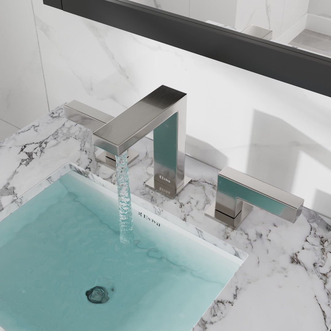 Eviva Sleek 2-Handle Waterfall Widespread Bathroom Faucet with Deckplate Included in Brushed Nickel