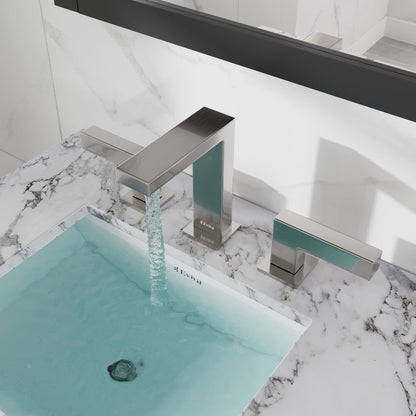 Eviva Sleek 2-Handle Waterfall Widespread Bathroom Faucet with Deckplate Included in Brushed Nickel