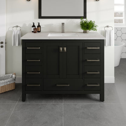 Eviva London Bath Vanity with Carrara Quartz Top and Undermount Porcelain Sink (20"-60")