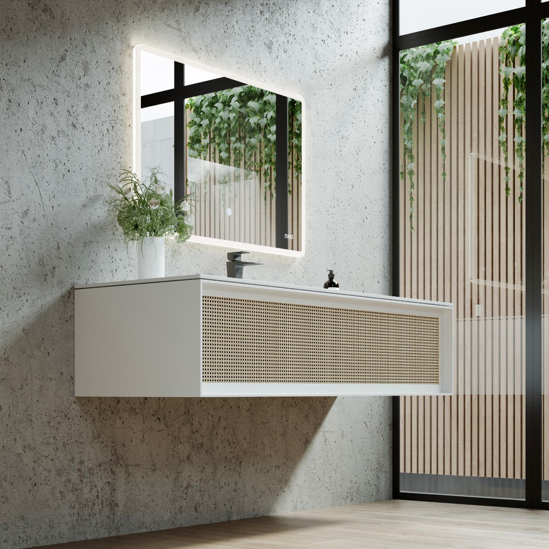 Eviva Nets Wall Mount Bath Vanity with Solid Surface Top and Integrated Sink (32"-44")