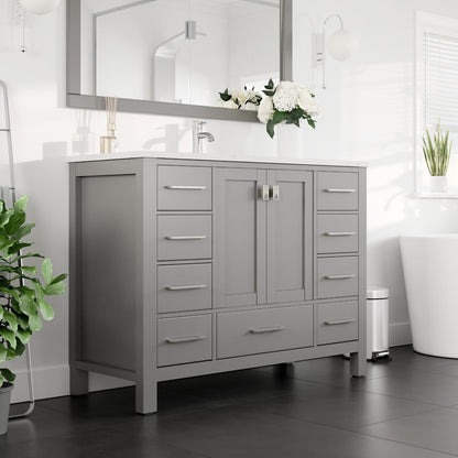 Eviva London Bath Vanity with Carrara Quartz Top and Undermount Porcelain Sink (20"-60")