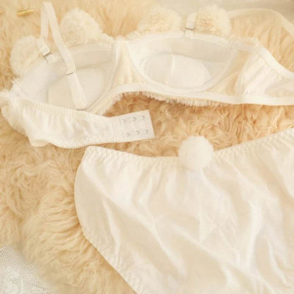 2-Piece Anime Lingerie Set – Soft Plush Bra & Panty with Cartoon Cats Design for Women & Girls