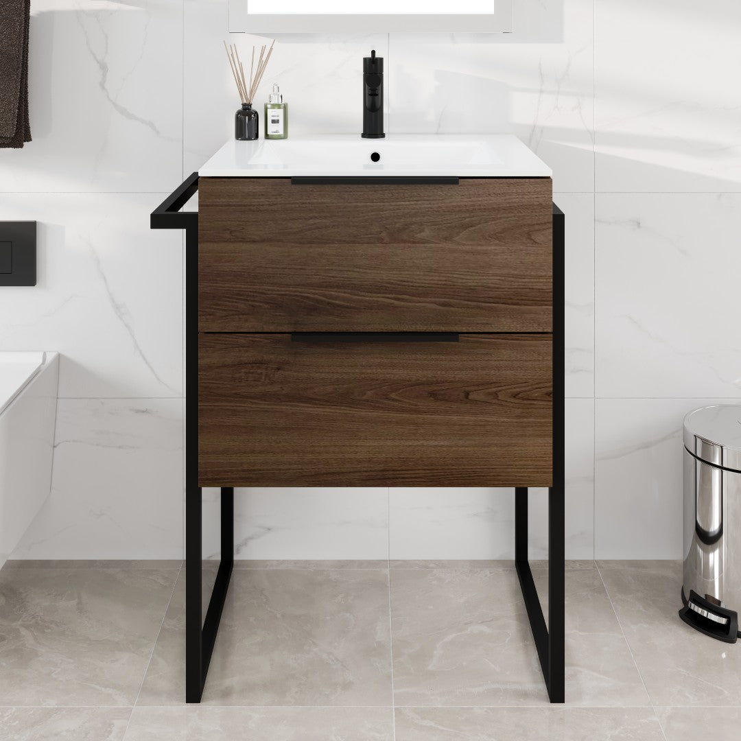 Eviva Marina Bath Vanity with Porcelain Top and Integrated Sink