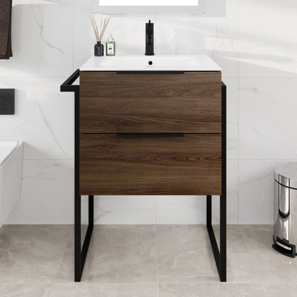 Eviva Marina Bath Vanity with Porcelain Top and Integrated Sink