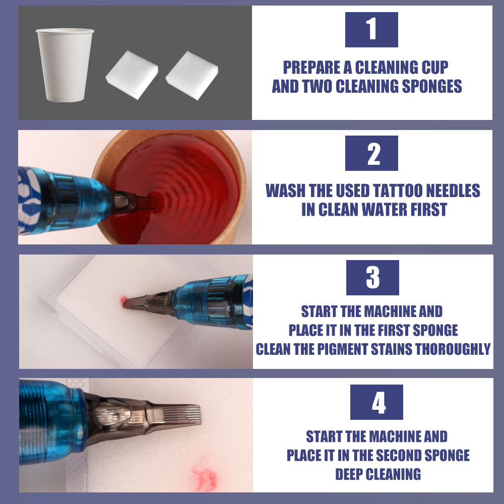 Tattoo Dip Foam - 20Pcs Dip Cups Rinse Caps Tip Rinse Dip Clean Professional Cartridge Dip Foam Cleaning