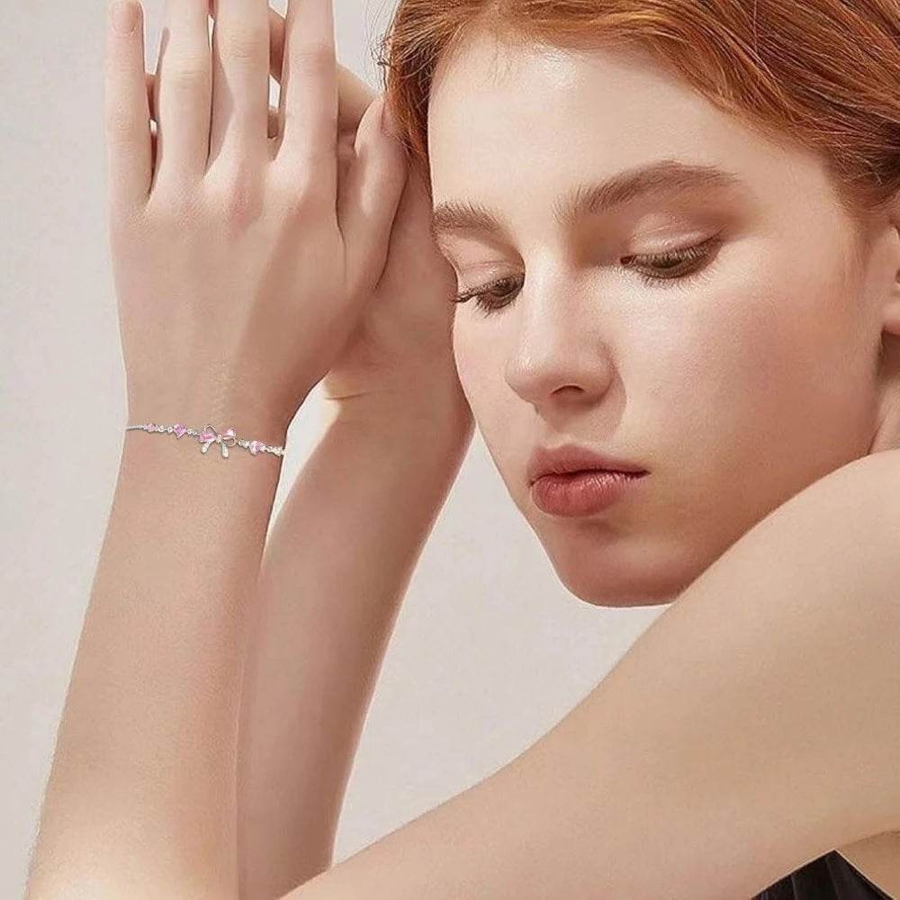 Elegant Zircon Bow Chain Bracelet – Stylish Gift for Women & Girls