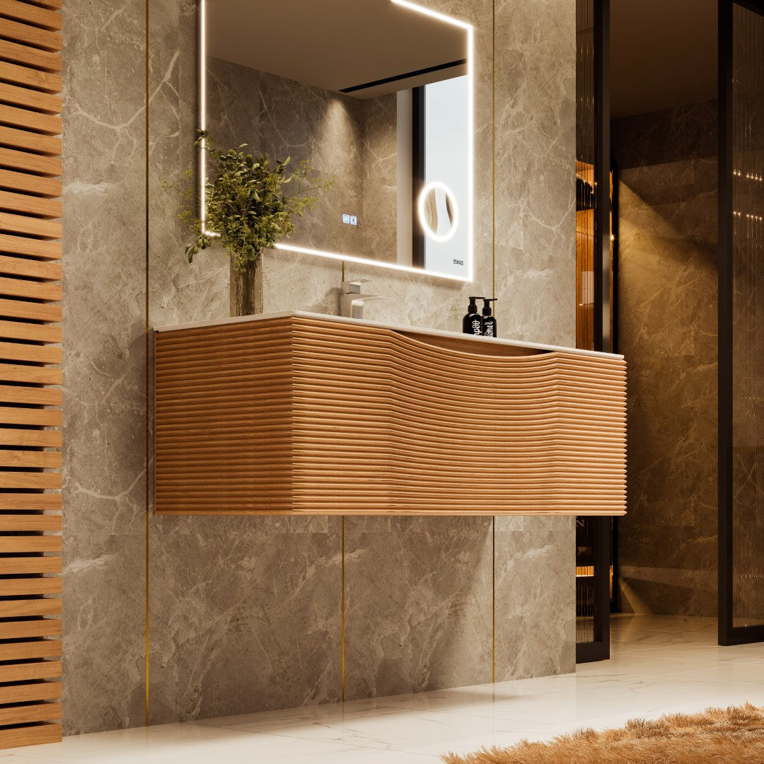 Eviva Leah Wall Mount Bath Vanity with Solid Surface Top and Integrated Sink (32"-39")