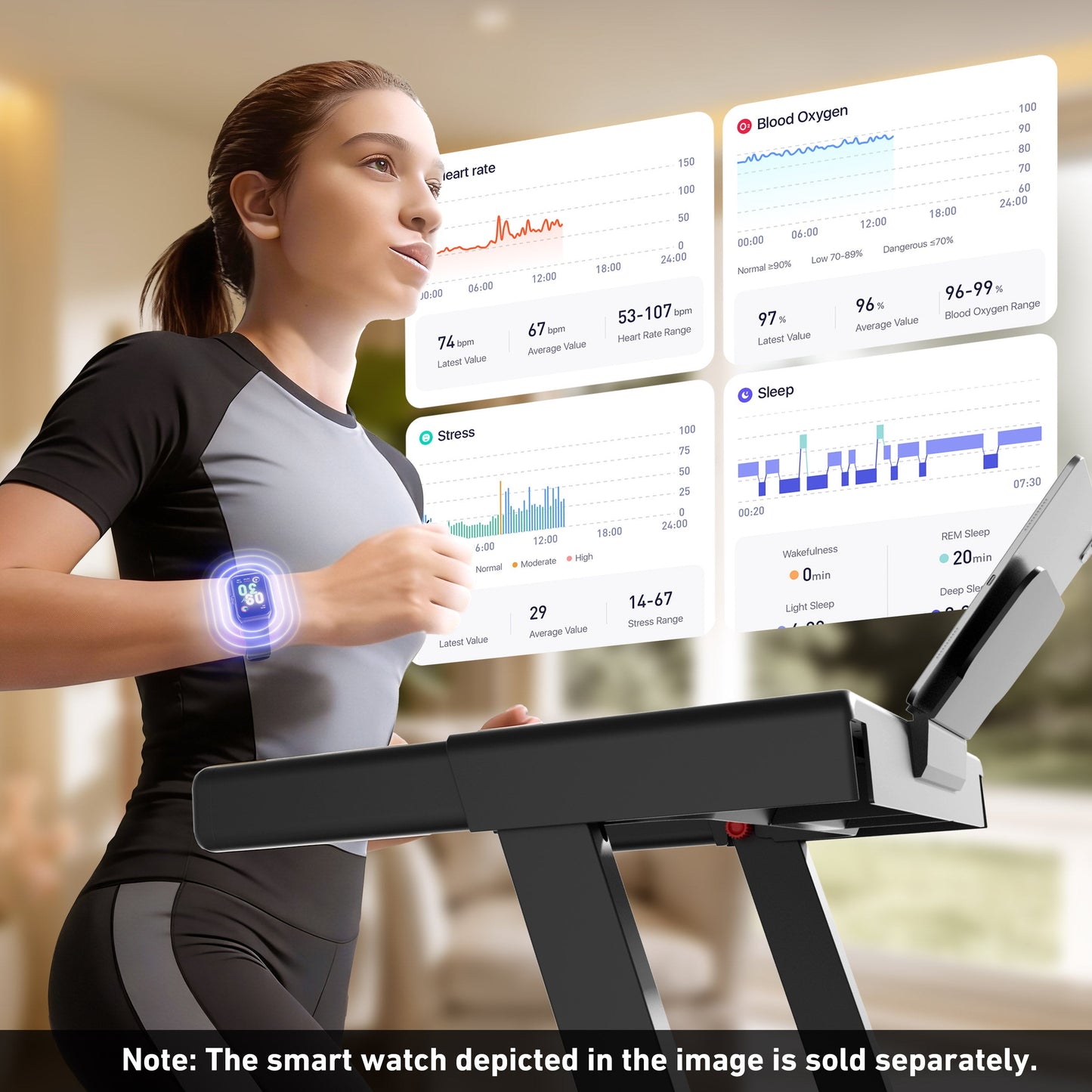 DeerRun A1 Pro Move+ Smart Foldable Treadmill with 6% Incline & NFC | 350Lbs, 10mph, Black