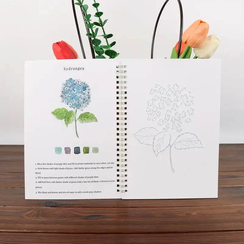 Floral Watercolor Workbook Spiral Sketchbook for Beginner Artists