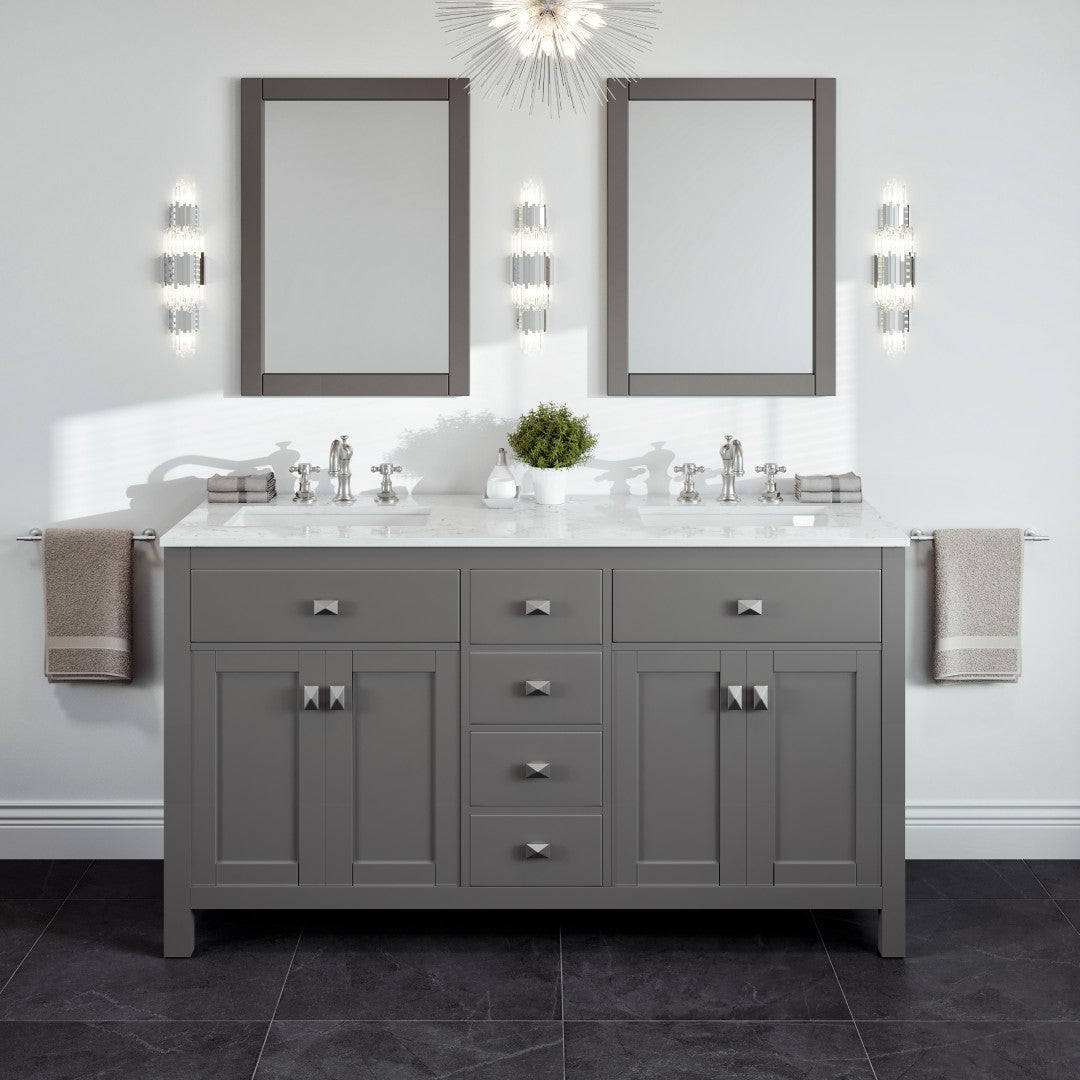 Eviva Artemis Bath Vanity with Engineered Stone Top & Undermount Porcelain Sink (42"-72")
