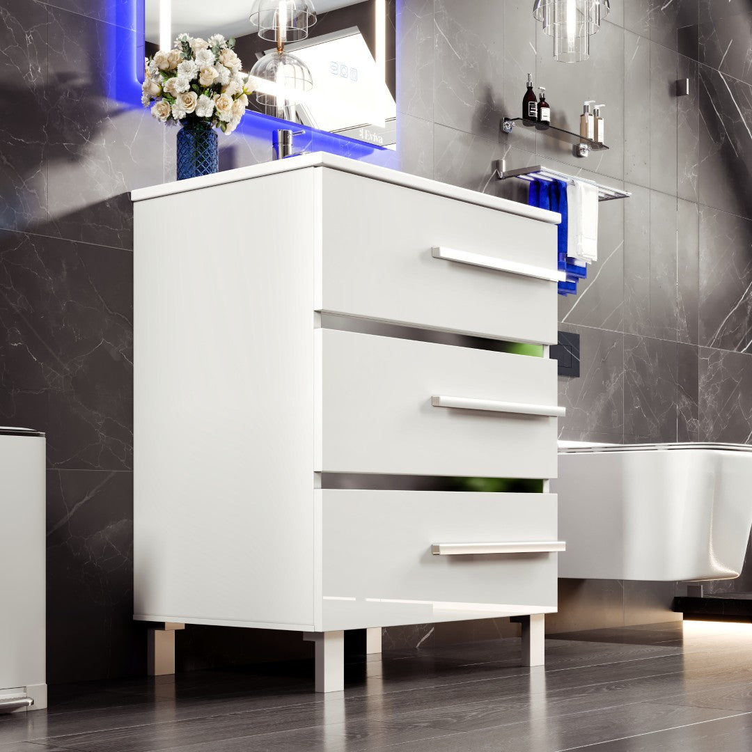 Eviva Deluxe Bath Vanity with Porcelain Top and Integrated Sink (20"-32")