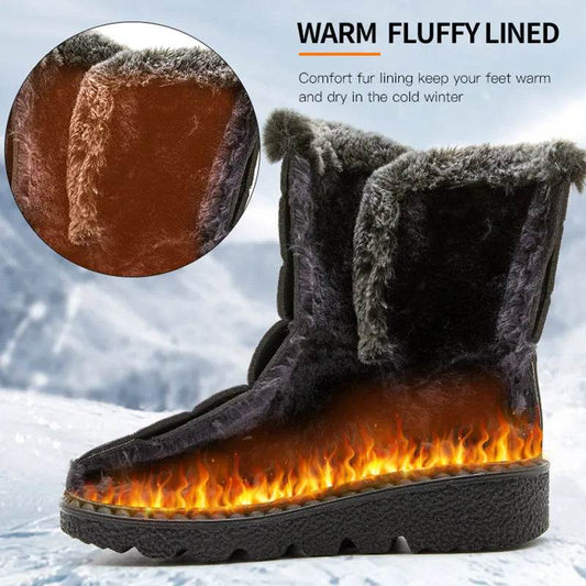 Women’s Waterproof Fur-Lined Ankle Boots – 2025 Trend Low-Heel Winter Shoes for Everyday Comfort