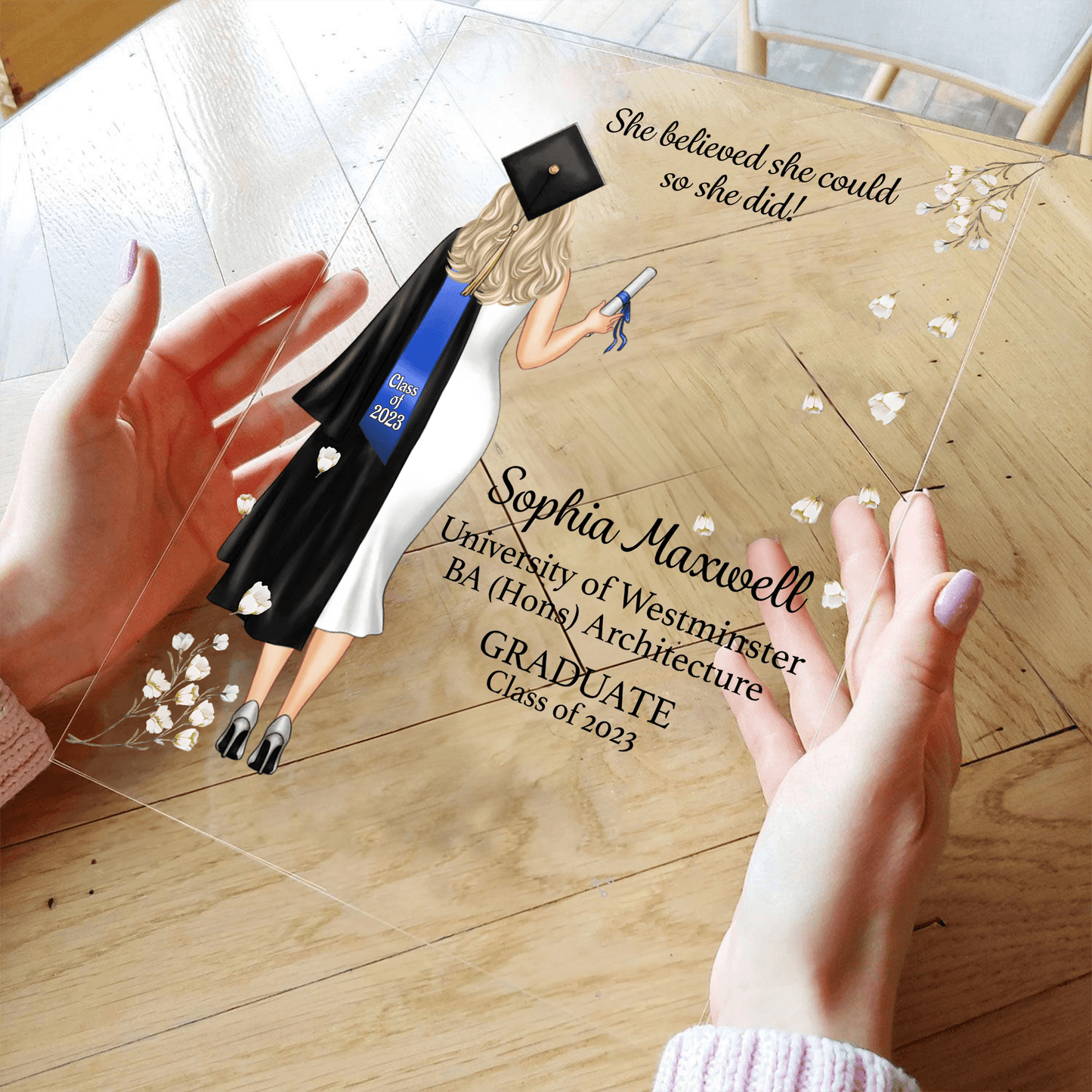 Graduation Gifts, Presents & Ideas For Her, Grad Ceremony, Commencement, Convocation, College & uni University, Personalized Custom Acrylic Plaque