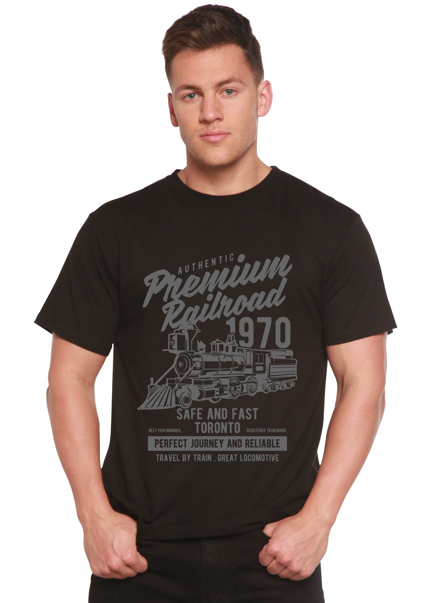 Premium Railroad Spun Bamboo® Men's Bamboo Viscose/Organic Cotton Short Sleeve Graphic T-Shirt