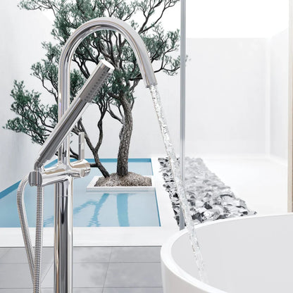 Eviva Modem Single-Handle Freestanding Tub Faucet with Hand Shower – Polished Chrome