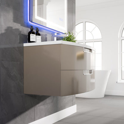 Eviva Lola Wall Mount Bath Vanity with Acrylic Top and Integrated Sink