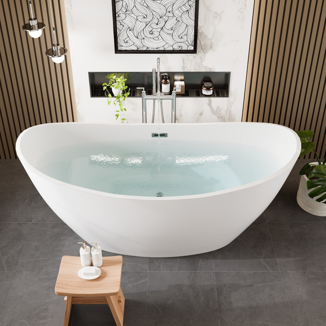 Eviva Bella Glossy White Acrylic Slipper Freestanding Bathtub